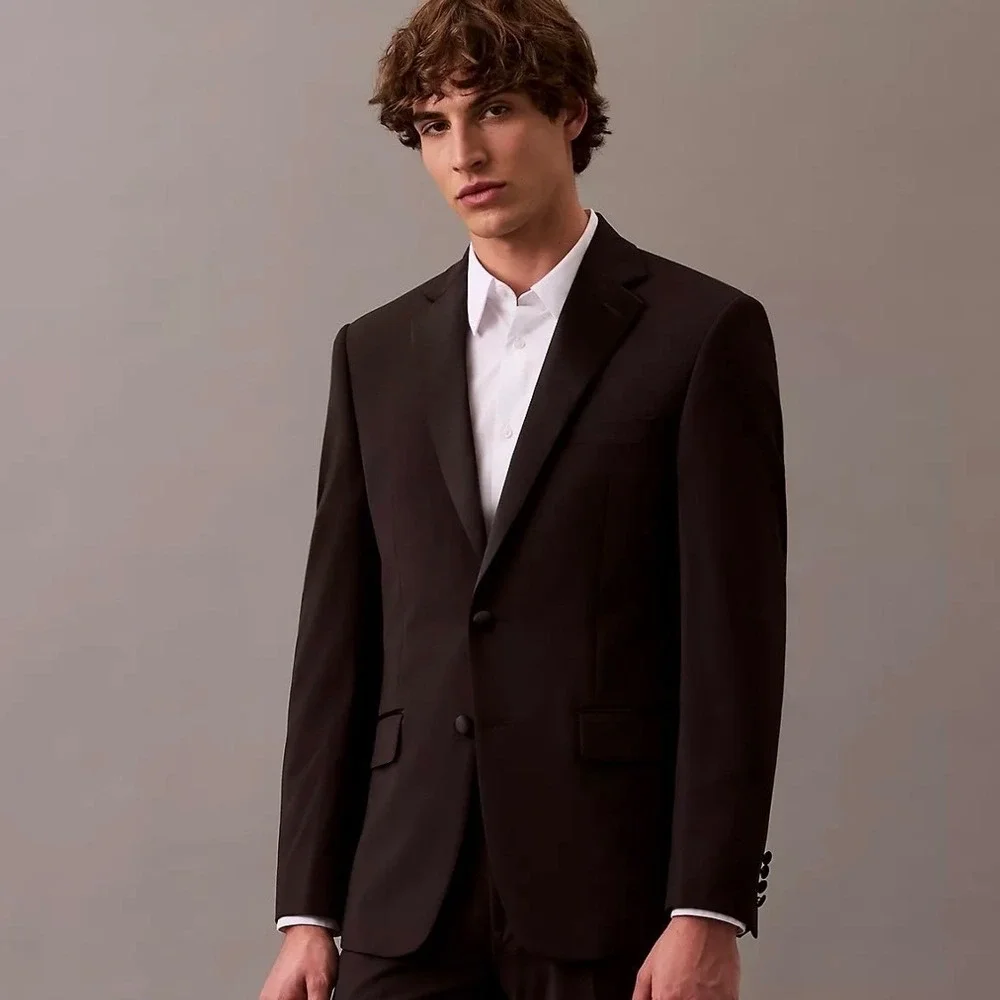 Calvin Klein Slim Fit Infinite Stretch‎ Black Tuxedo Jacket Wool Blend 42S 0809